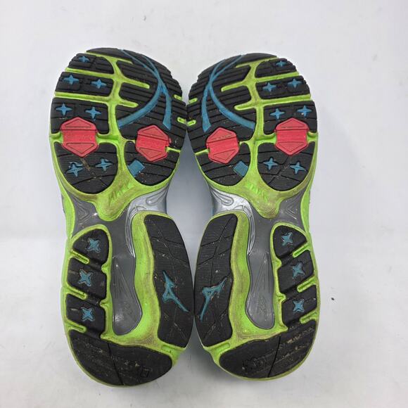 Mizuno Wave Rider Blue Lime Running Shoes Womens Size 11 - Picture 7 of 8
